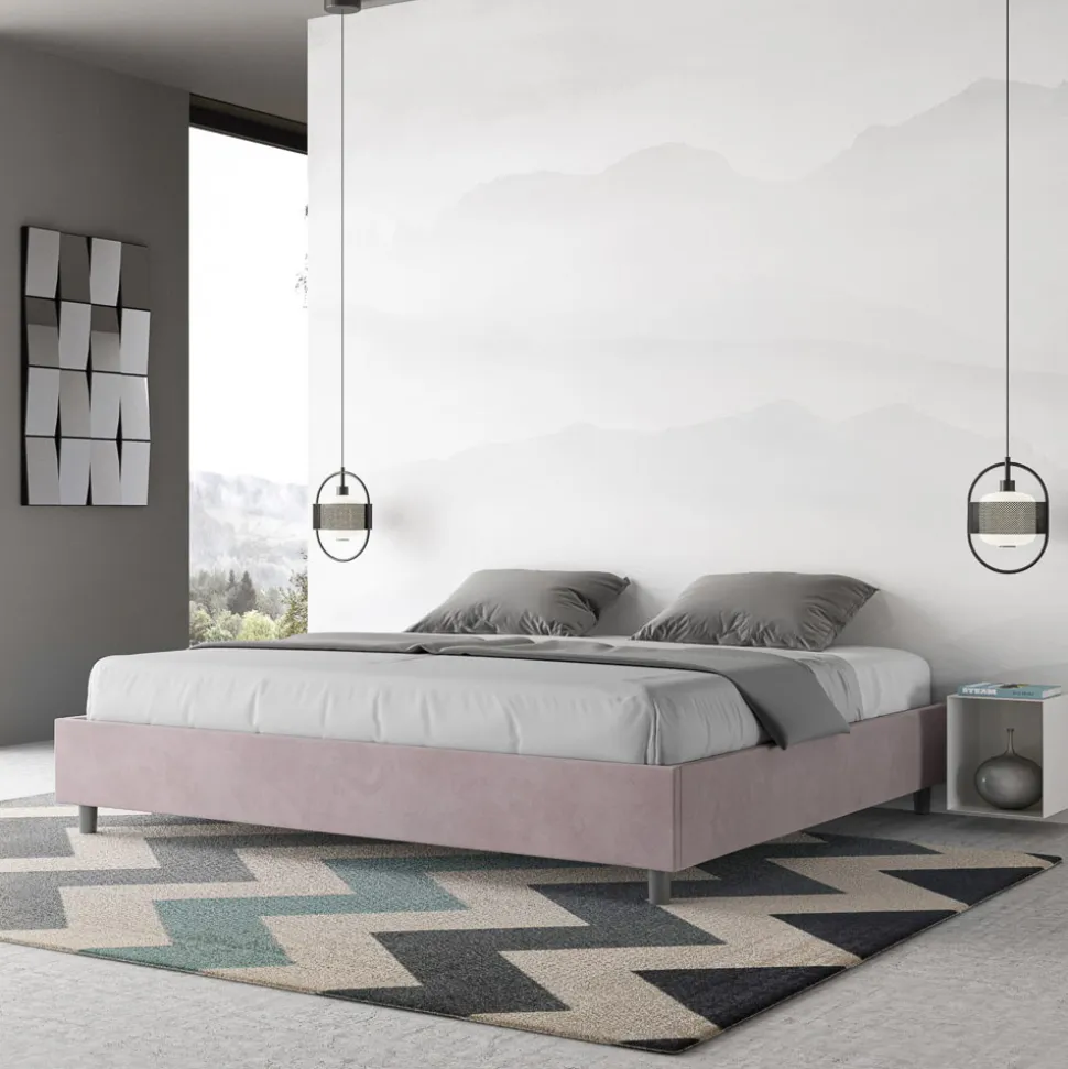 Letto Matrimoniale 200x200 cm Rivestito in Microfibra Made in Italy - Atleta