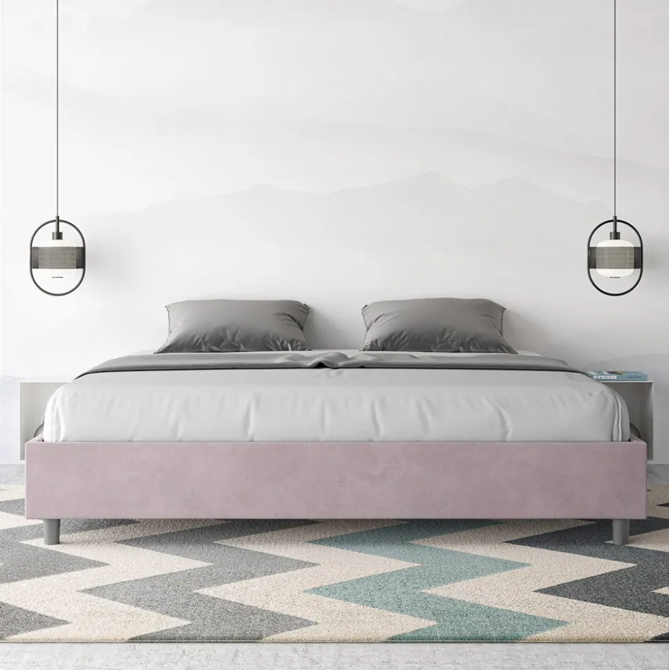 Letto Matrimoniale 200x200 cm Rivestito in Microfibra Made in Italy - Atleta