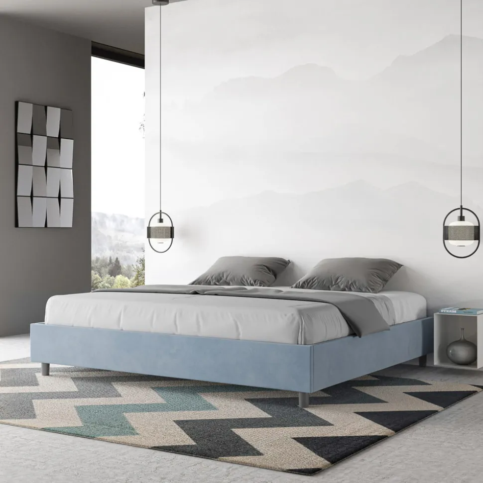 Letto Matrimoniale 200x200 cm Rivestito in Microfibra Made in Italy - Atleta