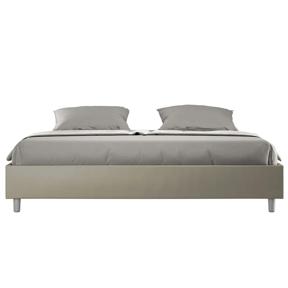 Letto Matrimoniale 200x200 cm Rivestito in Similpelle Made in Italy - Atleta