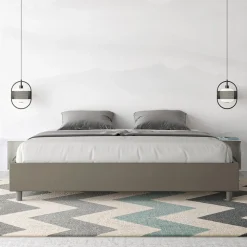 Letto Matrimoniale 200x200 cm Rivestito in Similpelle Made in Italy - Atleta