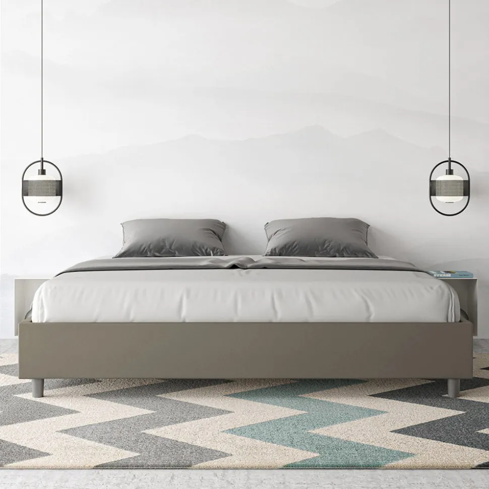 Letto Matrimoniale 200x200 cm Rivestito in Similpelle Made in Italy - Atleta