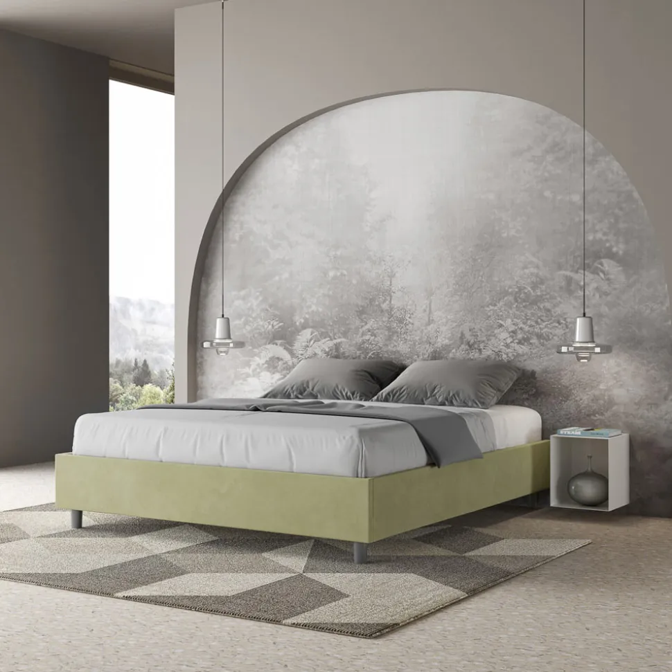 Letto Matrimoniale 160x200 cm Rivestito in Microfibra Made in Italy - Atleta