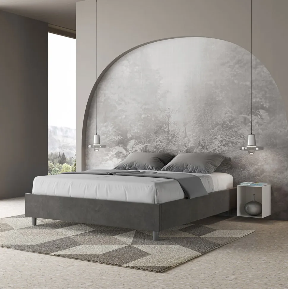 Letto Matrimoniale 160x200 cm Rivestito in Microfibra Made in Italy - Atleta