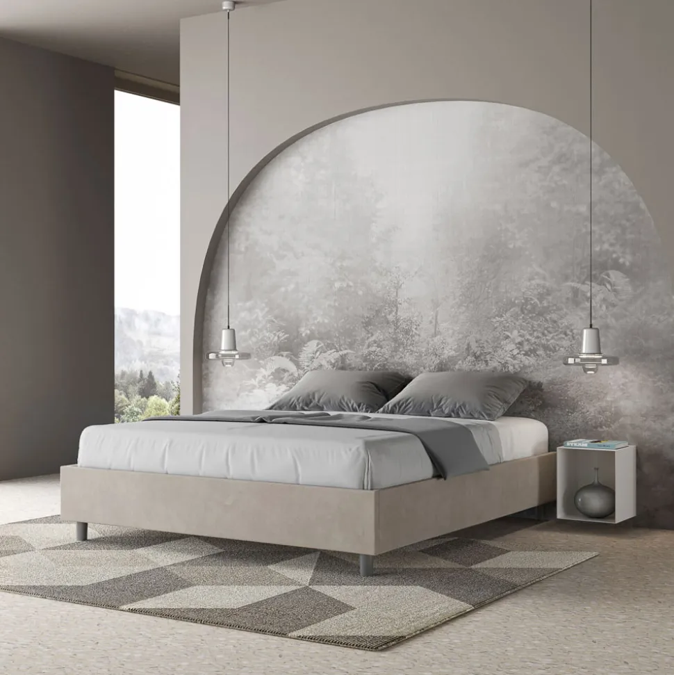 Letto Matrimoniale 160x200 cm Rivestito in Microfibra Made in Italy - Atleta