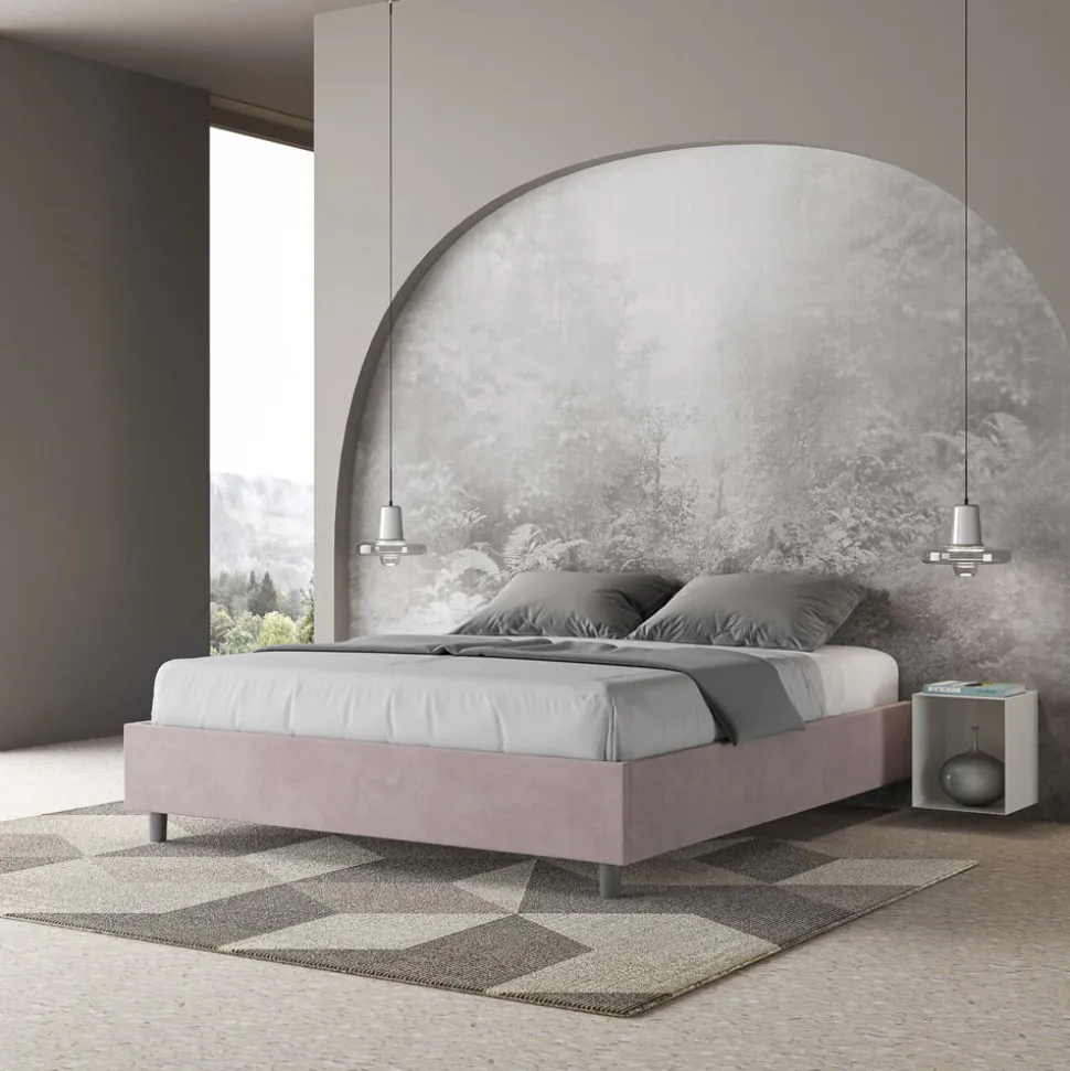 Letto Matrimoniale 160x200 cm Rivestito in Microfibra Made in Italy - Atleta