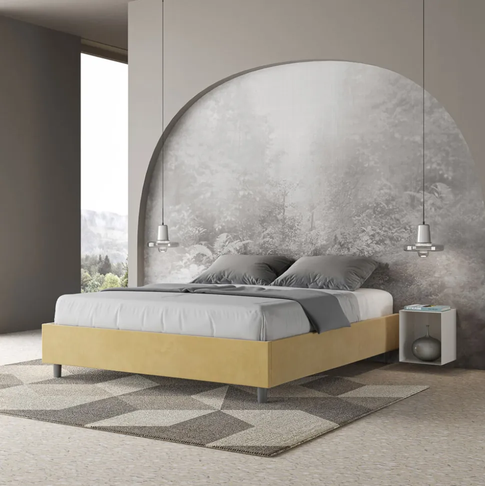Letto Matrimoniale 160x200 cm Rivestito in Microfibra Made in Italy - Atleta