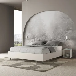Letto Matrimoniale 160x200 cm Rivestito in Similpelle Made in Italy - Atleta