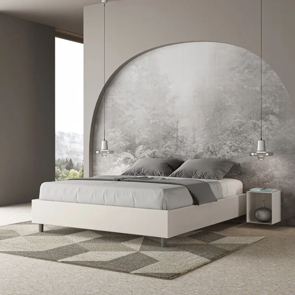 Letto Matrimoniale 160x200 cm Rivestito in Similpelle Made in Italy - Atleta