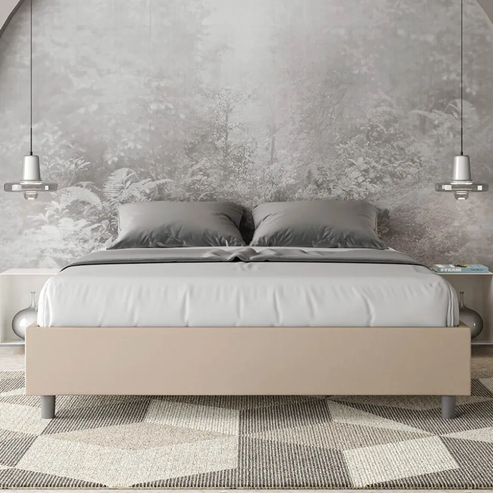 Letto Matrimoniale 160x200 cm Rivestito in Similpelle Made in Italy - Atleta