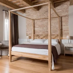 Letto Matrimoniale 160x200 con Baldacchino in Legno Teak Massello - Acquarello