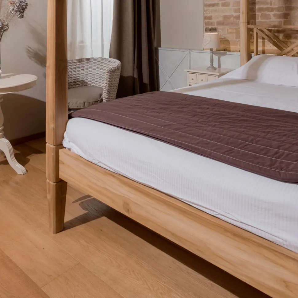 Letto Matrimoniale 160x200 con Baldacchino in Legno Teak Massello - Acquarello
