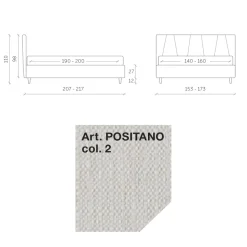 Letto Matrimoniale 160x190 con Profili Cordonati Obliqui nella Testata - Euforie