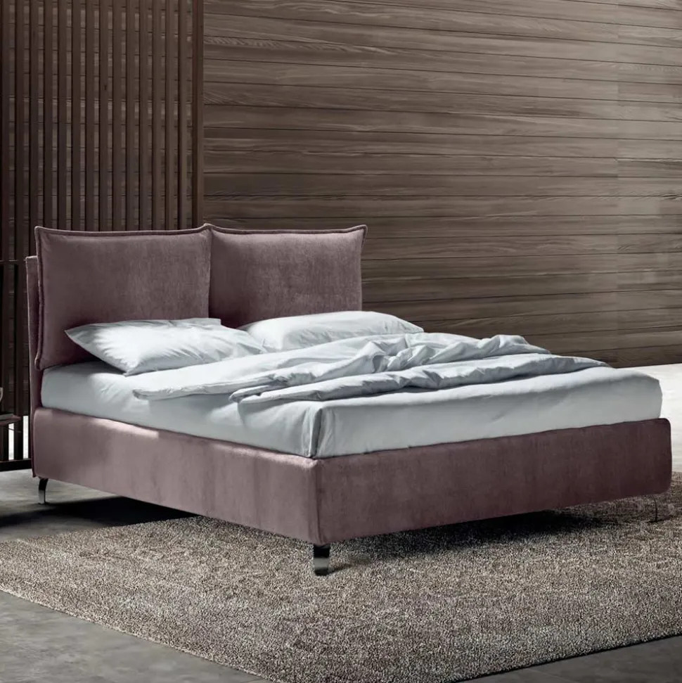 Letto Matrimoniale 160x190 con 2 Soffici Cuscinoni con Balza Perimetrale - Ernesta