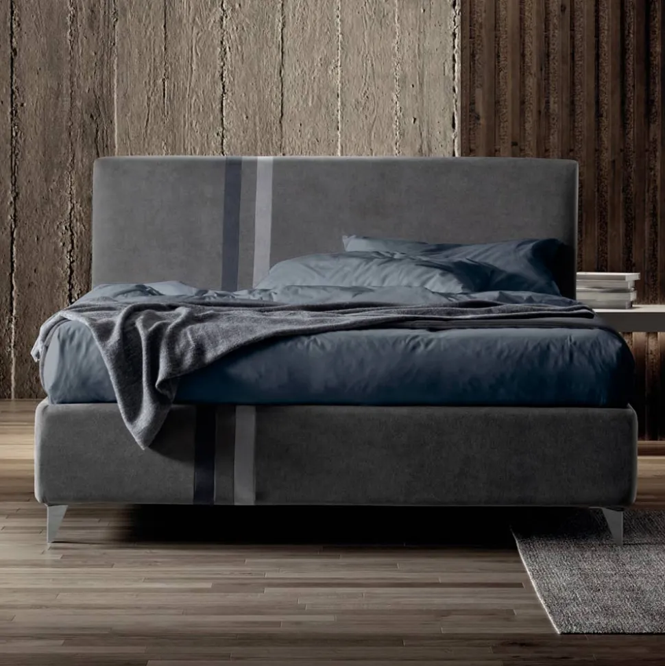 Letto Matrimoniale 160x190 con 2 Strisce Bicolore Verticali e Parallele - Paolo