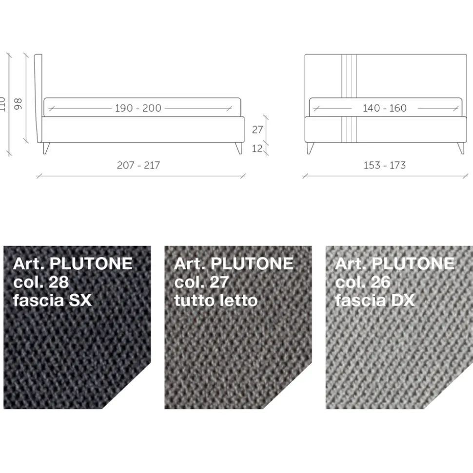 Letto Matrimoniale 160x190 con 2 Strisce Bicolore Verticali e Parallele - Paolo