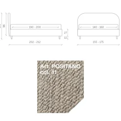 Letto Matrimoniale 160x190 con Testata a Linee Ricurve Made in Italy - Oriente