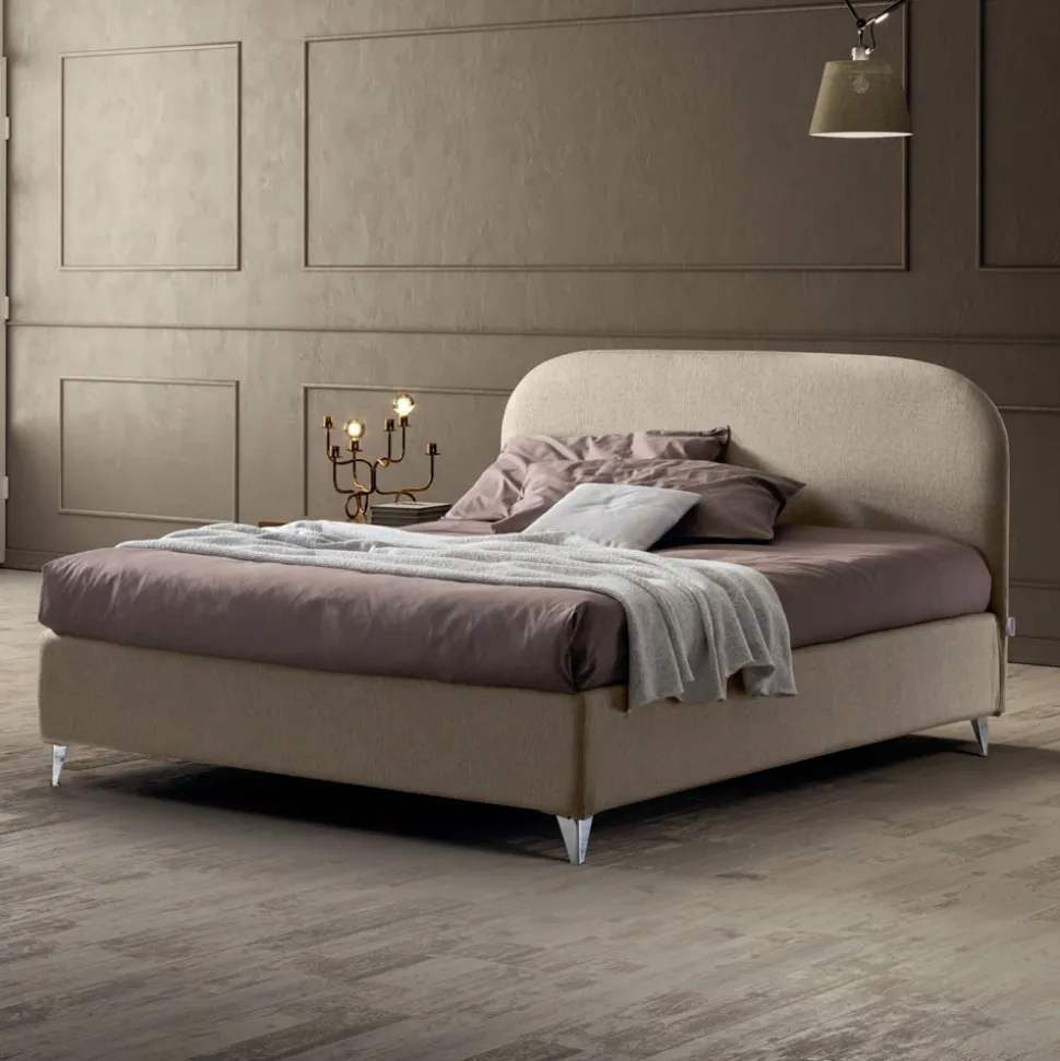 Letto Matrimoniale 160x190 con Testata a Linee Ricurve Made in Italy - Oriente