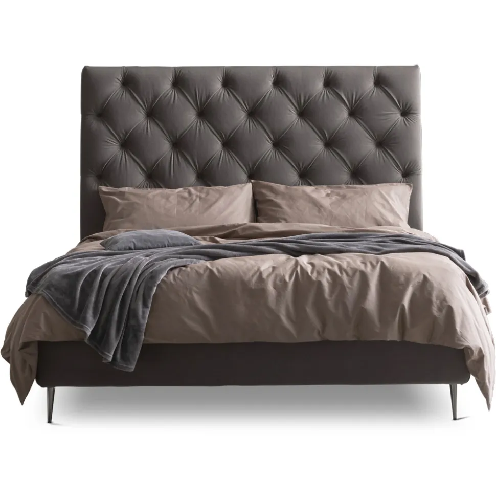 Letto Matrimoniale 160x190 con Testata Alta e Trapuntata Made in Italy - Sallie