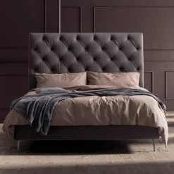 Letto Matrimoniale 160x190 con Testata Alta e Trapuntata Made in Italy - Sallie