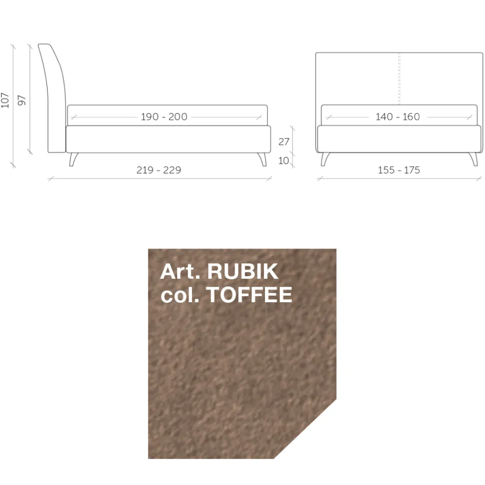 Letto Matrimoniale 160x190 con Testata Curva e di Importante Spessore - Magie