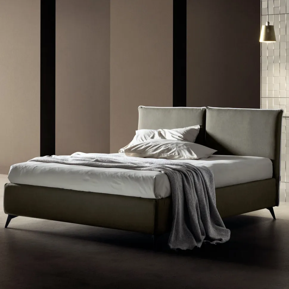 Letto Matrimoniale 160x190 con Testata Divisa Centralmente Made in Italy - Celesti