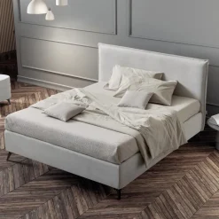 Letto Matrimoniale 160x190 in Tessuto con Piedi in Metallo Made in Italy - Sogni