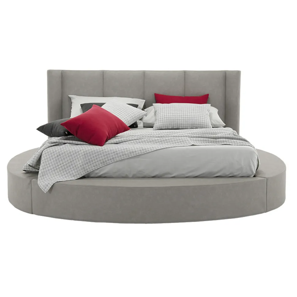 Letto Rotondo Matrimoniale con Box Contenitore in Ecopelle o Tessuto – Romantico