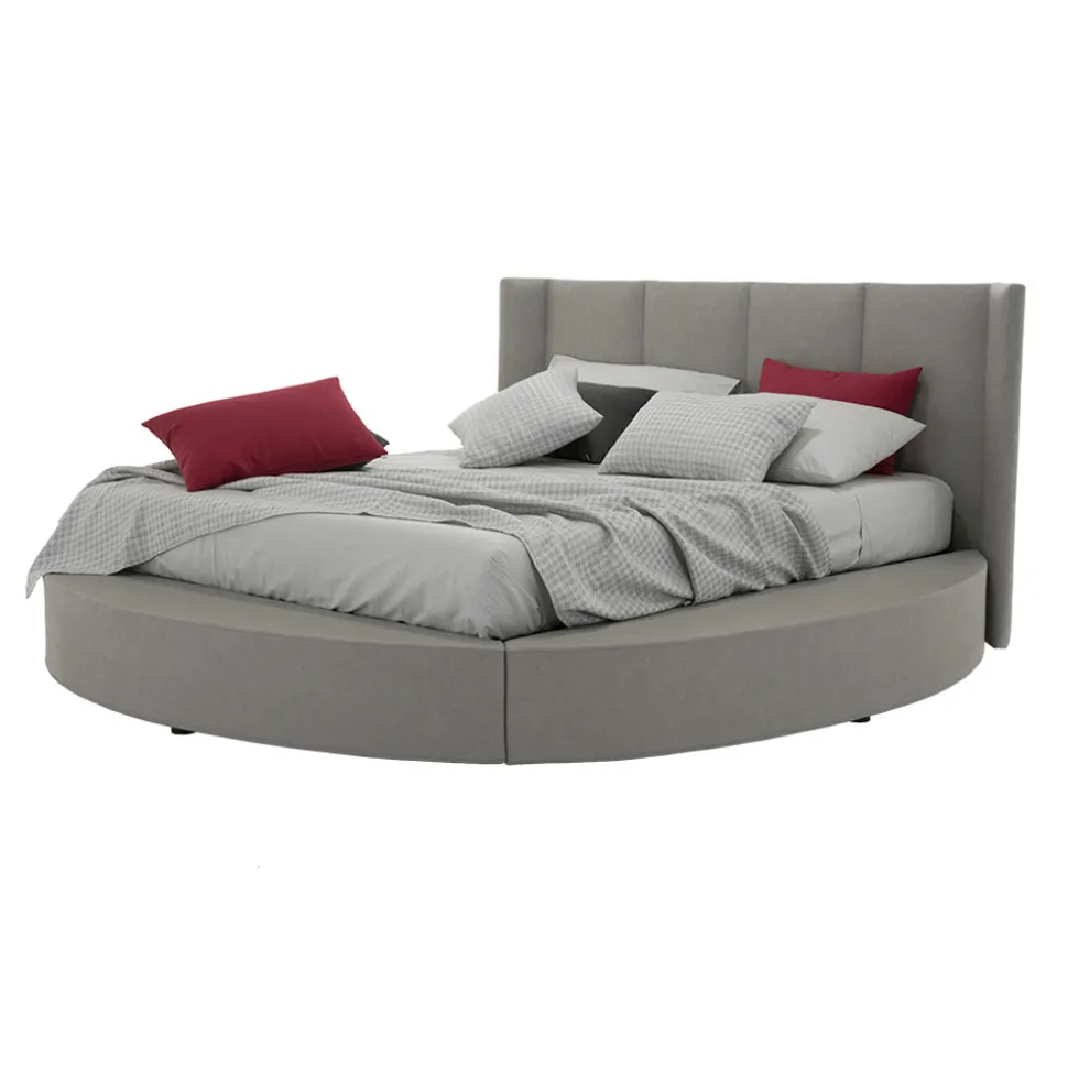 Letto Rotondo Matrimoniale con Box Contenitore in Ecopelle o Tessuto – Romantico