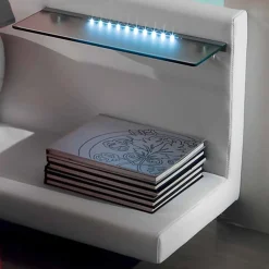 Letto Rotondo Matrimoniale Rivestito in Ecopelle, Design Made in Italy - Vesio