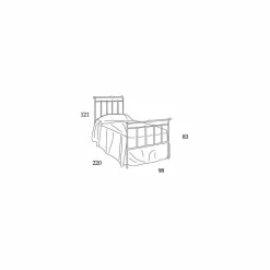 Letto singolo in ferro battuto pieno Amanda artigianale,made in Italy