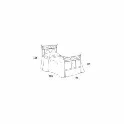Letto singolo in ferro battuto forgiato a mano Ambra,made in Italy
