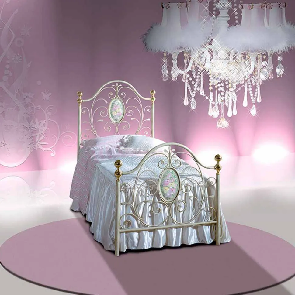 Letto Singolo in Ferro Battuto Turchese