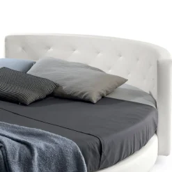 Letto Tondo Matrimoniale di Design Rivestito in Ecopelle - Faenza