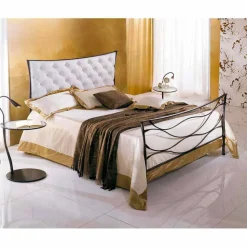 Letto Una Piazza e Mezzo in Ferro Battuto Idra Capitonnè