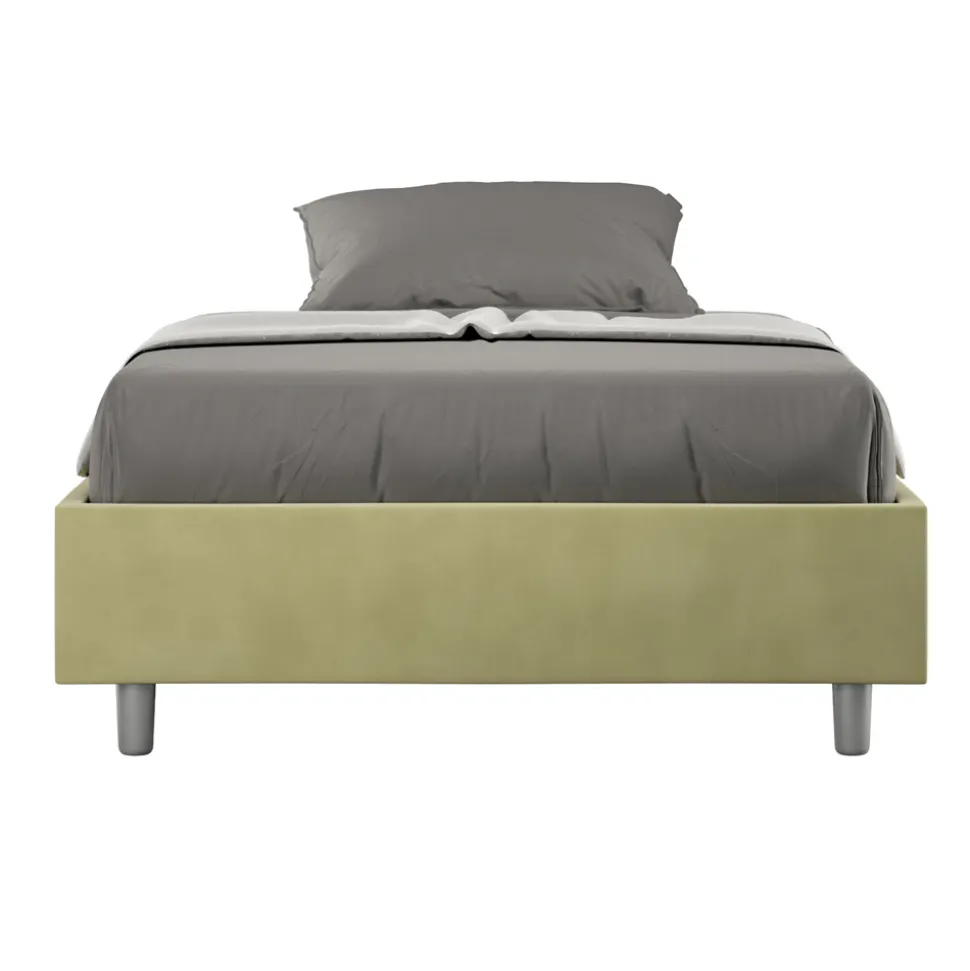 Letto Una Piazza e Mezzo 120x200 cm Rivestito in Microfibra Made in Italy - Atleta