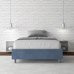 Letto Una Piazza e Mezzo 120x200 cm Rivestito in Microfibra Made in Italy - Atleta