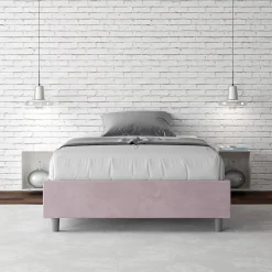 Letto Una Piazza e Mezzo 120x200 cm Rivestito in Microfibra Made in Italy - Atleta