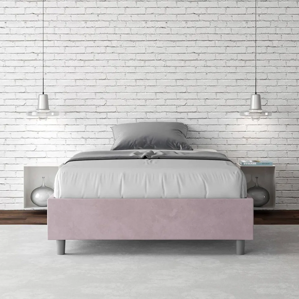 Letto Una Piazza e Mezzo 120x200 cm Rivestito in Microfibra Made in Italy - Atleta