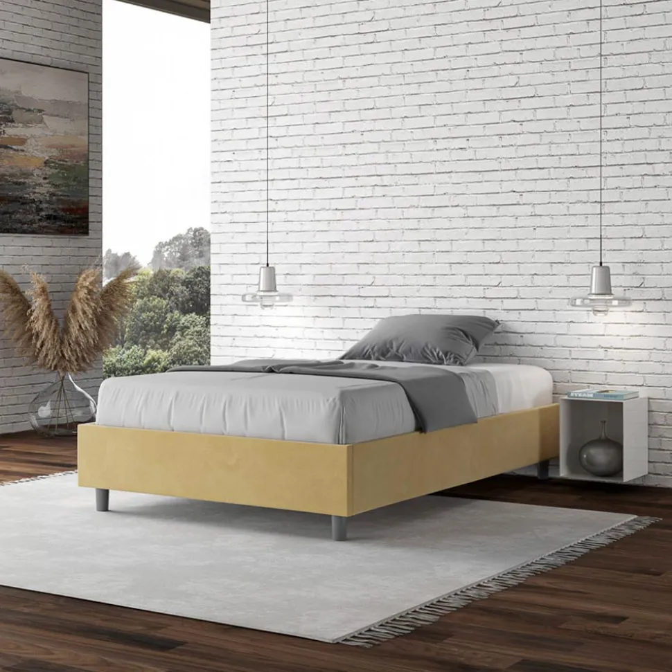 Letto Una Piazza e Mezzo 120x200 cm Rivestito in Microfibra Made in Italy - Atleta