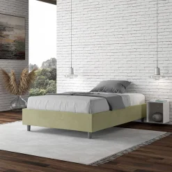 Letto Una Piazza e Mezzo 120x200 cm Rivestito in Microfibra Made in Italy - Atleta