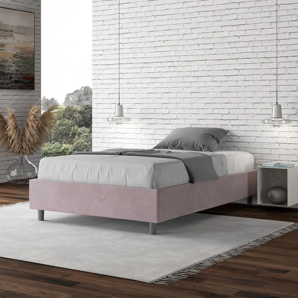 Letto Una Piazza e Mezzo 120x200 cm Rivestito in Microfibra Made in Italy - Atleta