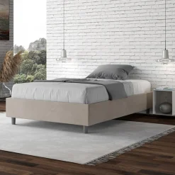 Letto Una Piazza e Mezzo 120x200 cm Rivestito in Microfibra Made in Italy - Atleta