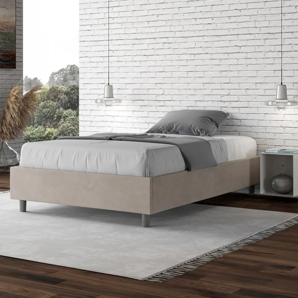 Letto Una Piazza e Mezzo 120x200 cm Rivestito in Microfibra Made in Italy - Atleta