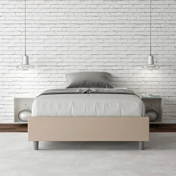 Letto Una Piazza e Mezzo 120x200 cm Rivestito in Similpelle Made in Italy - Atleta