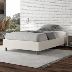 Letto Una Piazza e Mezzo 120x200 cm Rivestito in Similpelle Made in Italy - Atleta