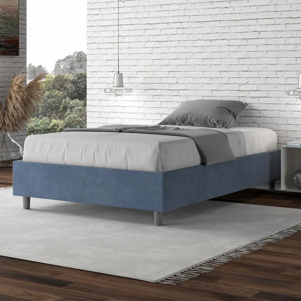 Letto Una Piazza e Mezzo 140x200 cm Rivestito in Microfibra Made in Italy - Atleta