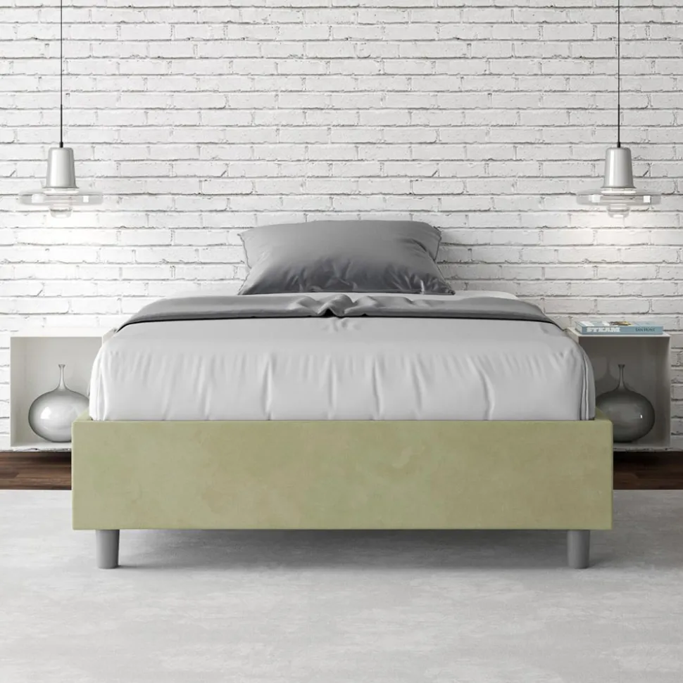 Letto Una Piazza e Mezzo 140x200 cm Rivestito in Microfibra Made in Italy - Atleta