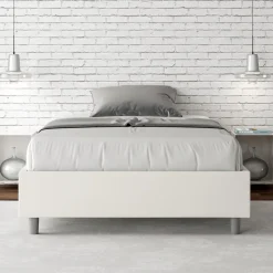 Letto Una Piazza e Mezzo 140x200 cm Rivestito in Similpelle Made in Italy - Atleta