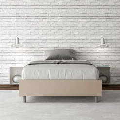 Letto Una Piazza e Mezzo 140x200 cm Rivestito in Similpelle Made in Italy - Atleta